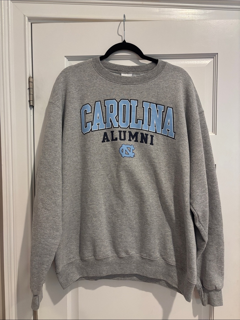 Champion Gray Crewneck Sweatshirt with Light Blue Carolina Print